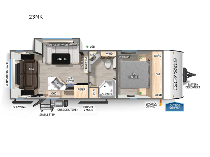 Forest River RV Cherokee Grey Wolf 23MK floorplan